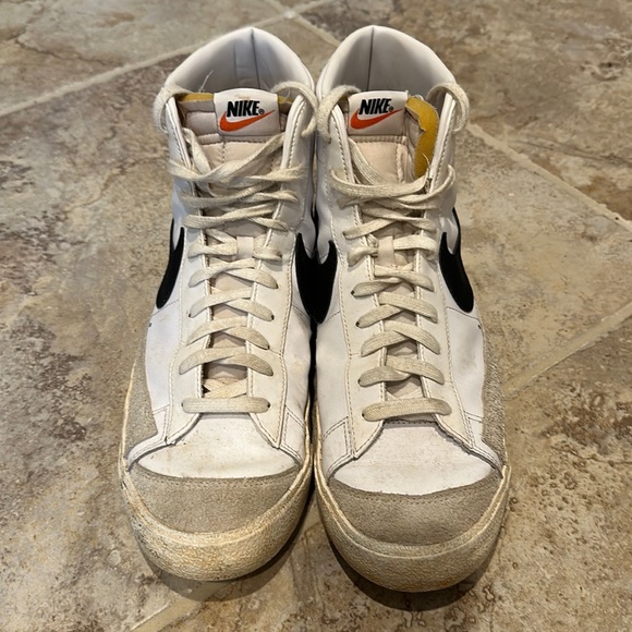 NIKE BLAZER HIGH TOP SNEAKERS. MENS size 13. White w black logo. Og laces. Used - Picture 4 of 14